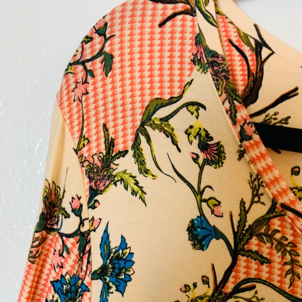 JM Collection Top Womens 2X Peacock Floral Print Shirt Stretchy Whimsical Artsy - Picture 4 of 13